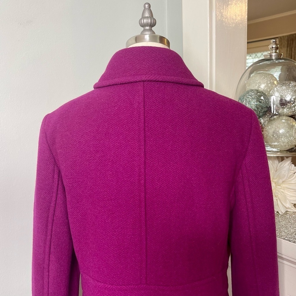 Talbots Wool Blend Peacoat Jacket Magenta Purple Peter Pan Collar Mod Retro 10p - Picture 10 of 14